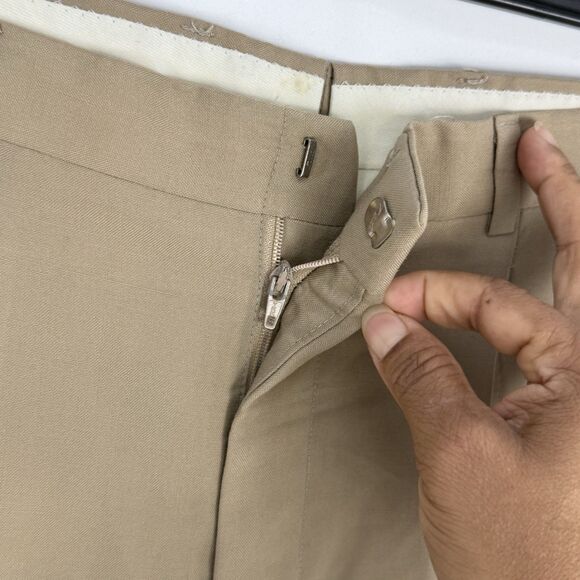 Vintage Dress Pants Pleated Front Cuffed Hems Mens 32 x 31 Beige - Picture 8 of 16